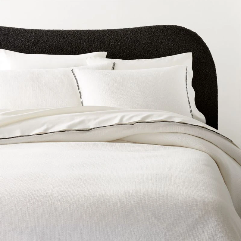 Ciebon Organic Cotton Warm White Duvet Cover And Pillow Shams