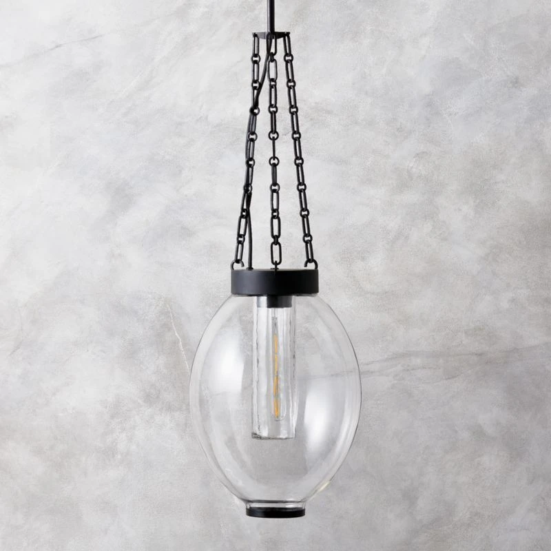 Clifton Cast Glass And Black Chain Link Pendant Light