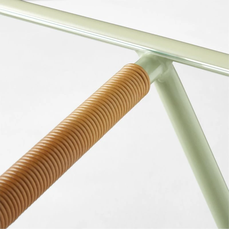 Colombe Green Metal Outdoor Console Table With Glass Top - Image 6