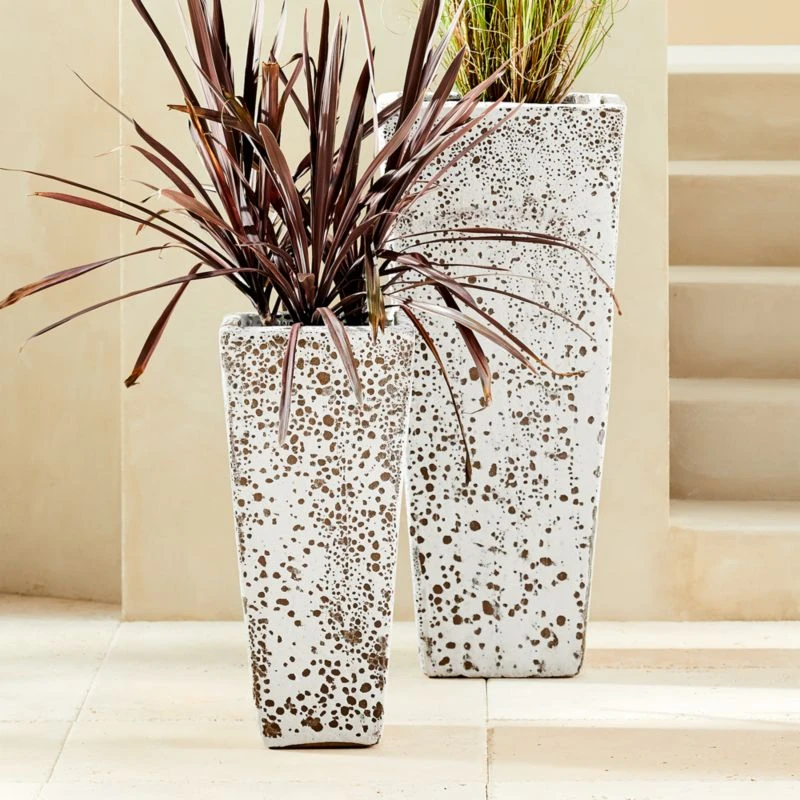 Cosmic White Glazed Terracotta Outdoor Planter Extra-Tall - Image 4