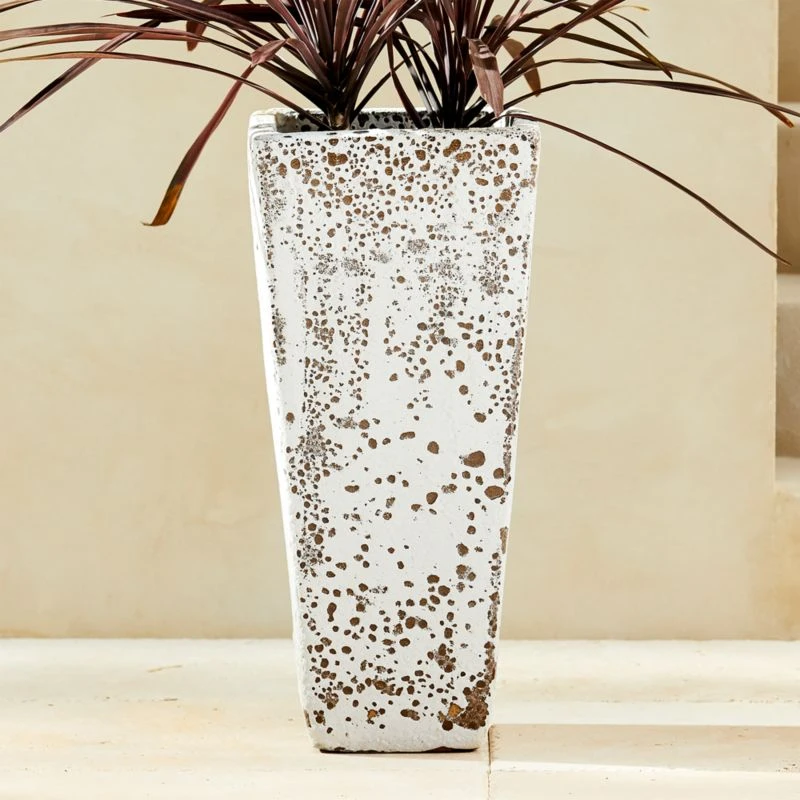 Cosmic White Glazed Terracotta Outdoor Planter Extra-Tall - Image 2