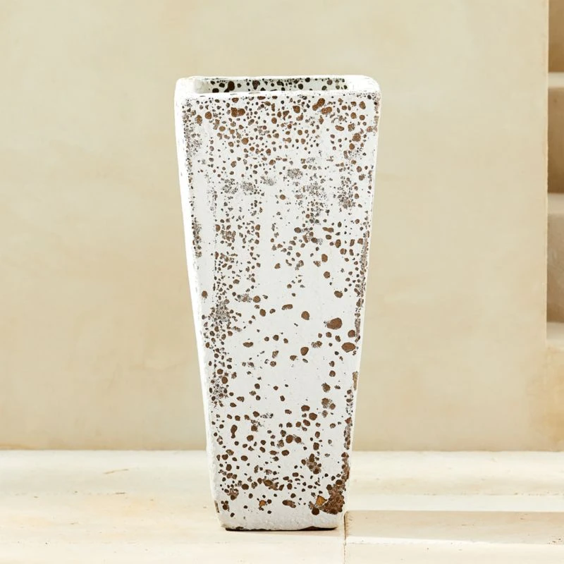 Cosmic White Glazed Terracotta Outdoor Planter Extra-Tall