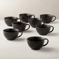 Crisp Matte Black Coffee Mug Set Of 8