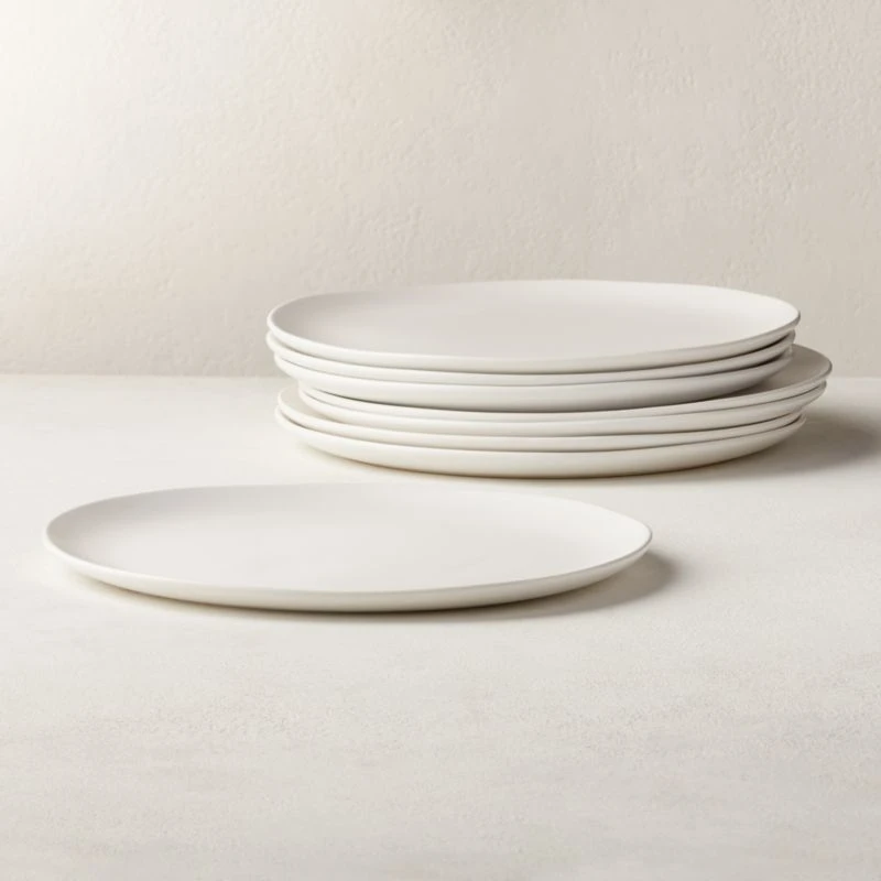 Crisp Matte White Dinner Plate Set Of 8
