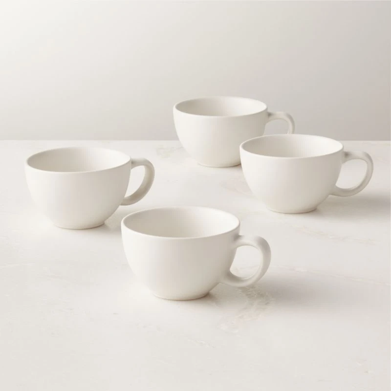 Crisp Matte White Espresso Cup Set Of 4