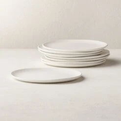 Crisp Matte White Salad Plats Set Of 8