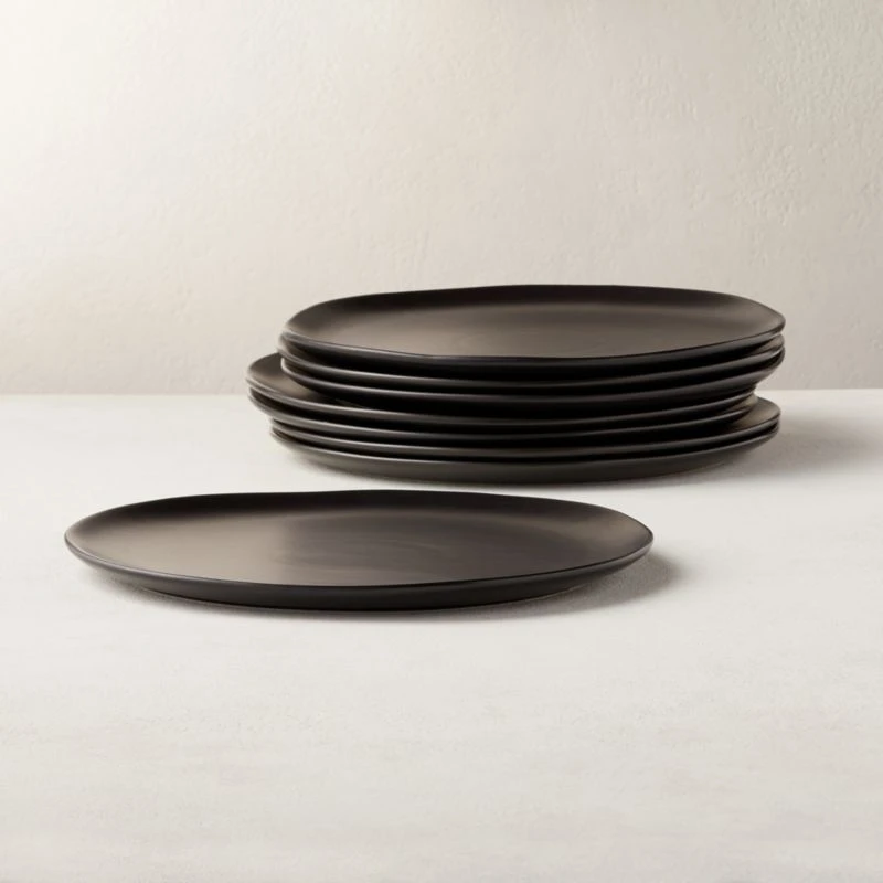 Crisp Matte Black Dinner Plate Set Of 8