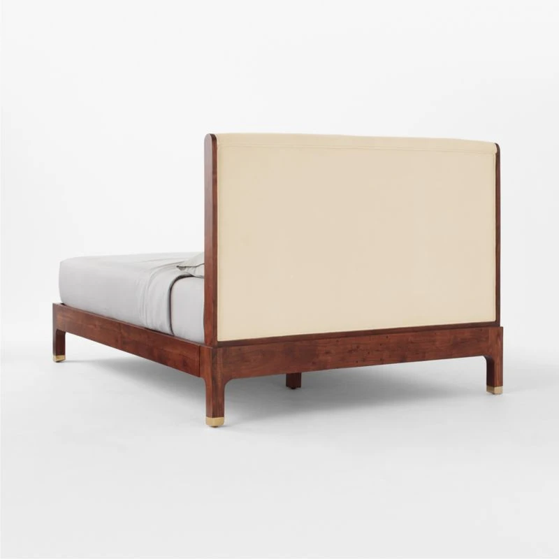 Crosby Tufted White Velvet And Wood Queen Bed - Image 3