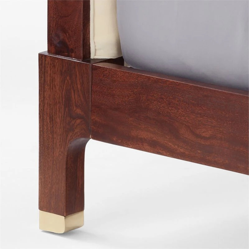 Crosby Tufted White Velvet And Wood Queen Bed - Image 4