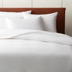 Organic Cotton Percale 400 Thread Count White Duvet Cover And Shams