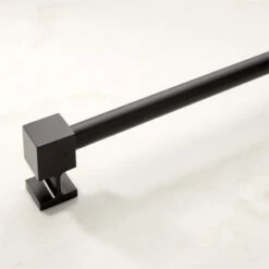 Matte Black Adjustable Curtain Rod With Cube Endcap 28''-48"