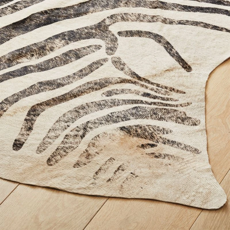 Distressed Faux Zebra Hide Area Rug 5'x8' - Image 3