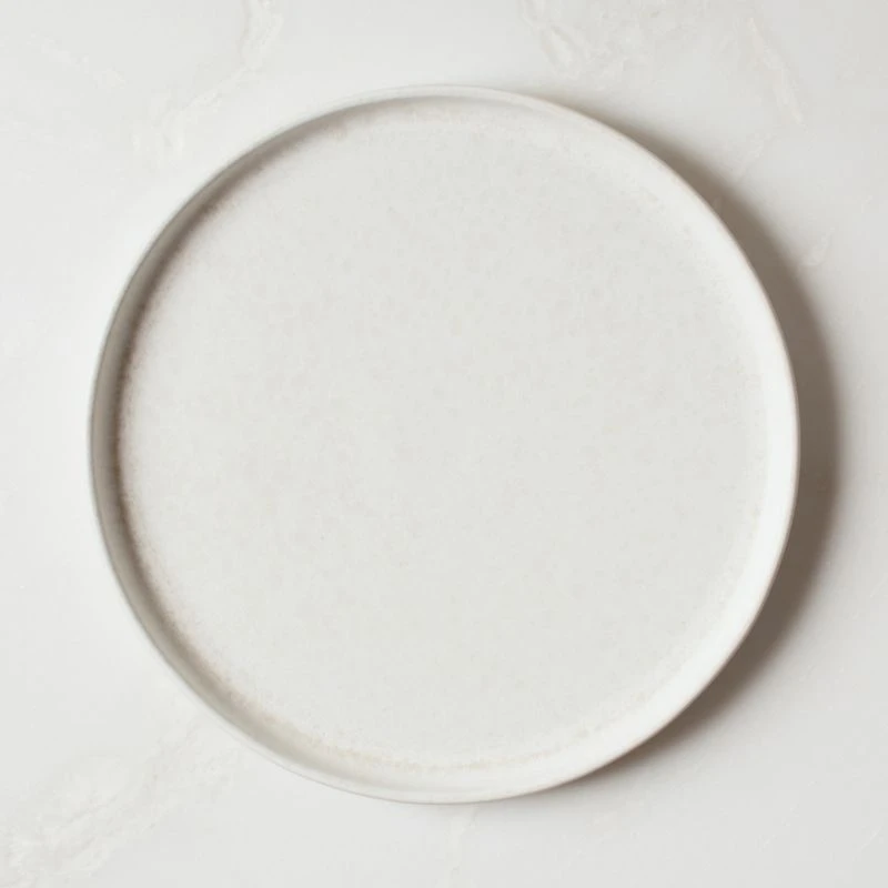 Drift White Dinner Plate With Reactive Glaze