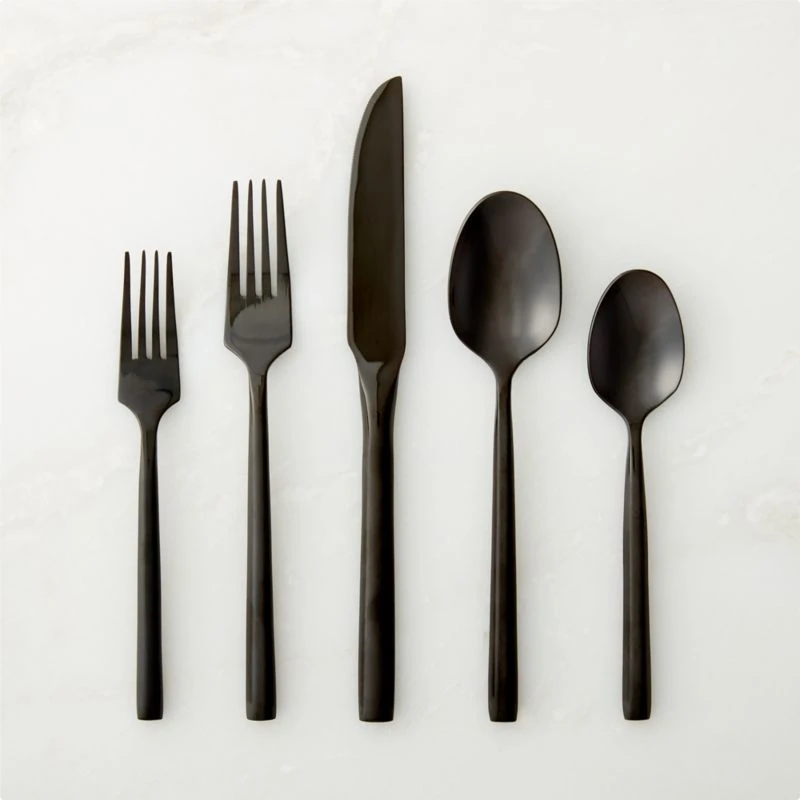 20-Piece Essence Brushed Black Flatware Set