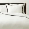 Border EUROPEAN FLAX™-Certified Linen White And Black Duvet Cover And Shams