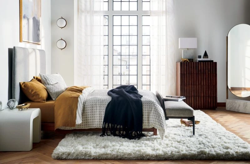 Horseshoe Ivory Lacquered Linen Side Table - Image 3