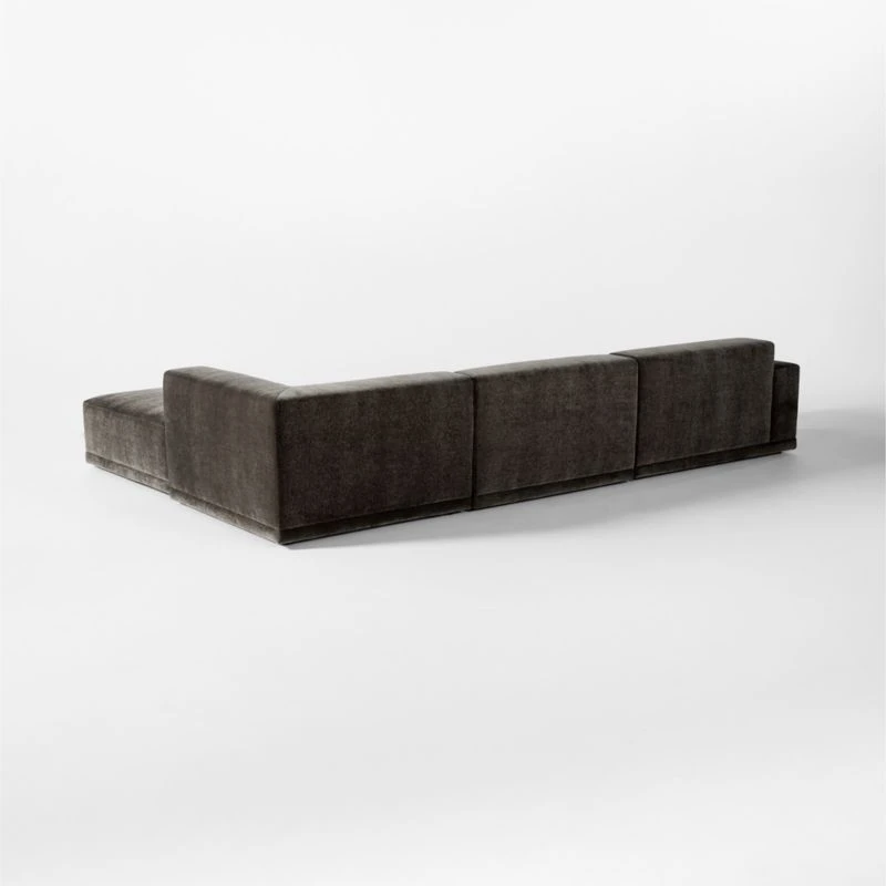 Faible 4-Piece Grey Performance Velvet Sectional Sofa With Left Arm - Image 5