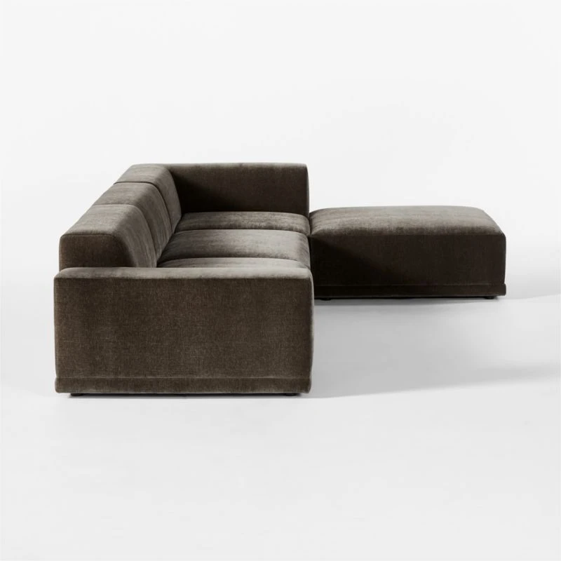 Faible 4-Piece Grey Performance Velvet Sectional Sofa With Left Arm - Image 4