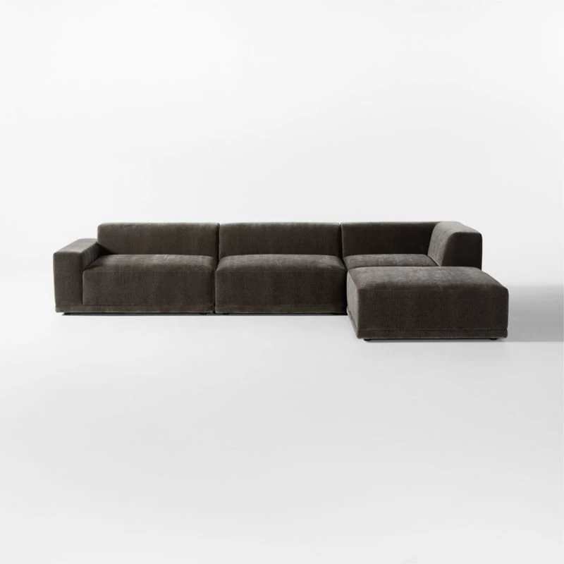 Faible 4-Piece Grey Performance Velvet Sectional Sofa With Left Arm - Image 2
