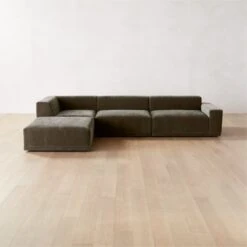 Faible 4-Piece Grey Performance Velvet Sectional Sofa With Right Arm