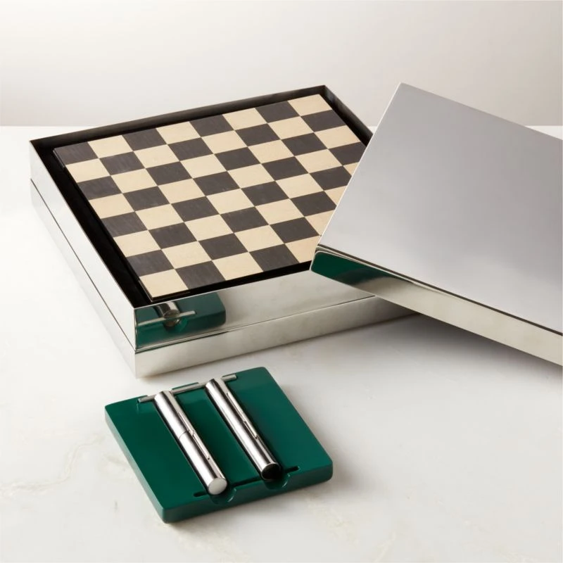 Famiglia Modern Stainless Steel Chess Set - Image 2