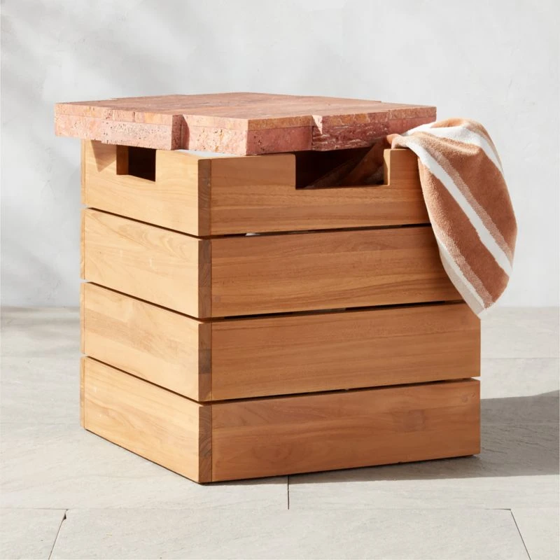 Ferrat Teak Outdoor Planter/Side Table - Image 2