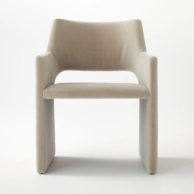 Foley Faux Mohair Grey Dining Armchair - Image 7