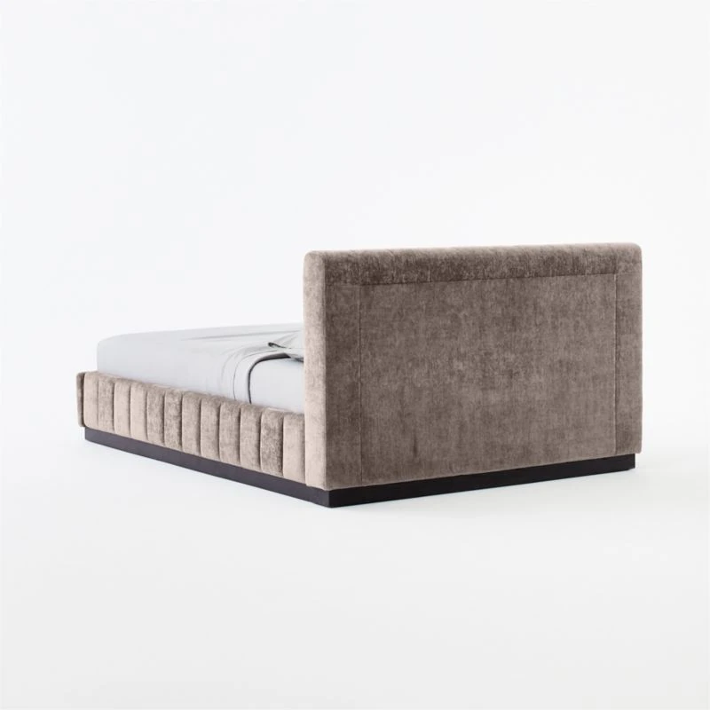 Forte Channeled Grey Velvet Queen Bed - Image 4