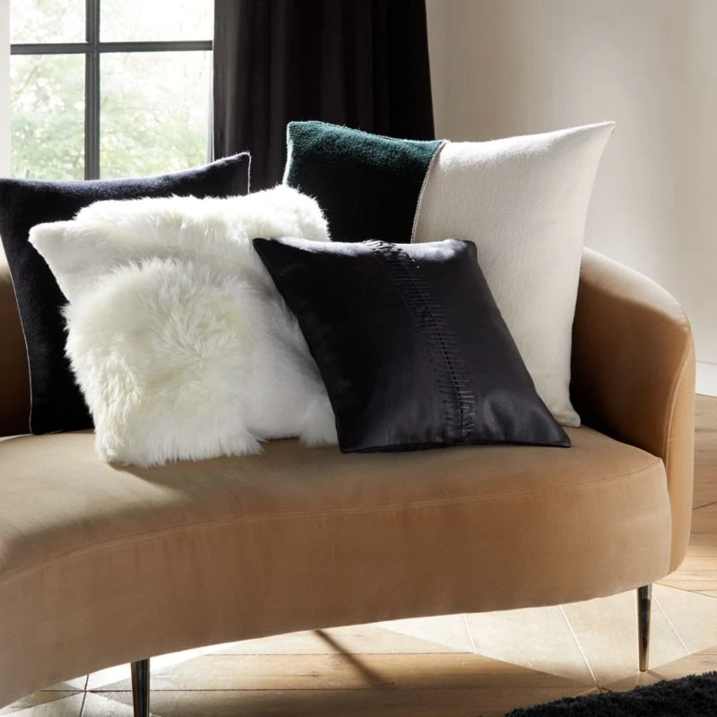 Connect White Sheepskin Fur Throw Pillow With Feather-Down Insert 20" - Image 5