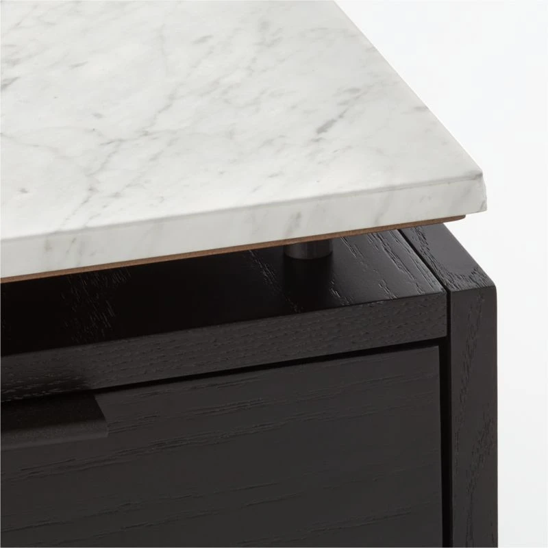 Fullerton 3-Drawer Black Metal And Oak Wood With White Marble Top - Image 8