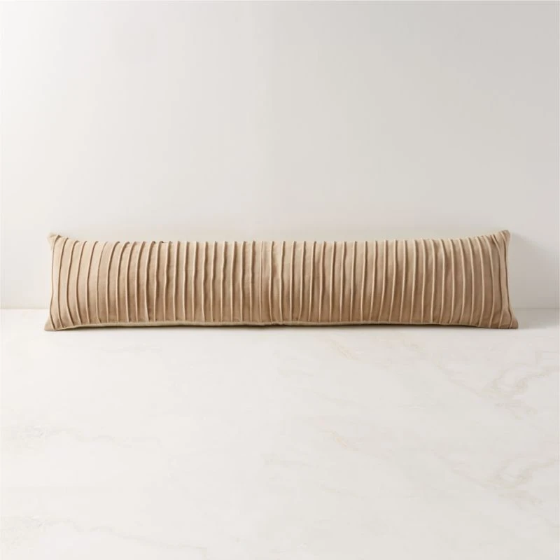 Gathered Suede Throw Pillow With Down-Alternative Insert 48"x12"