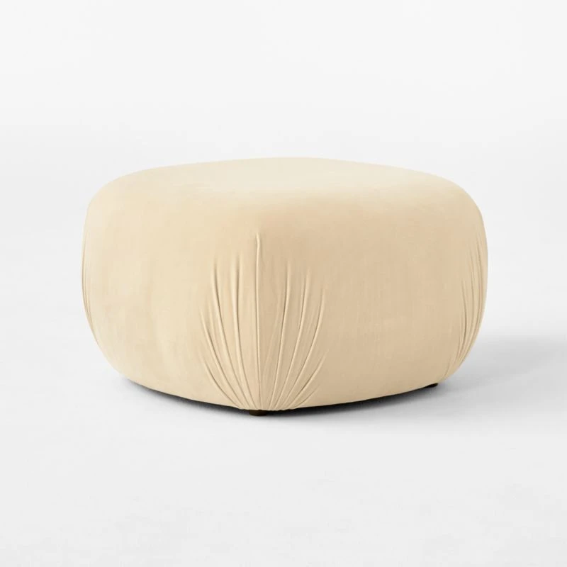 Gideon Warm White Velvet Ottoman - Image 3