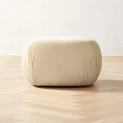 Gideon Warm White Velvet Ottoman