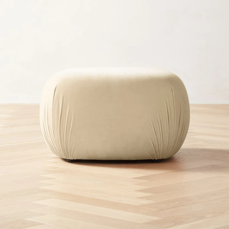 Gideon Warm White Velvet Ottoman