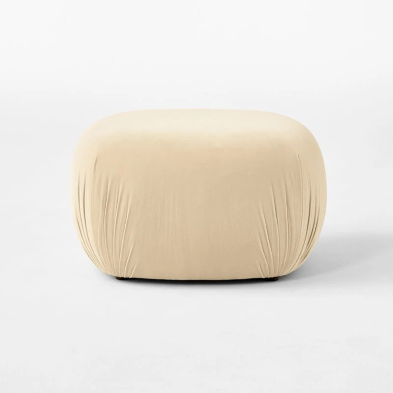 Gideon Warm White Velvet Ottoman - Image 2