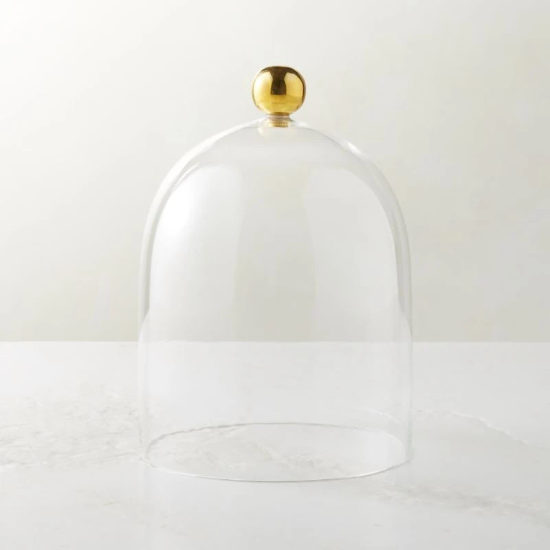 Glass Cloche With Unlacquered Brass Knob