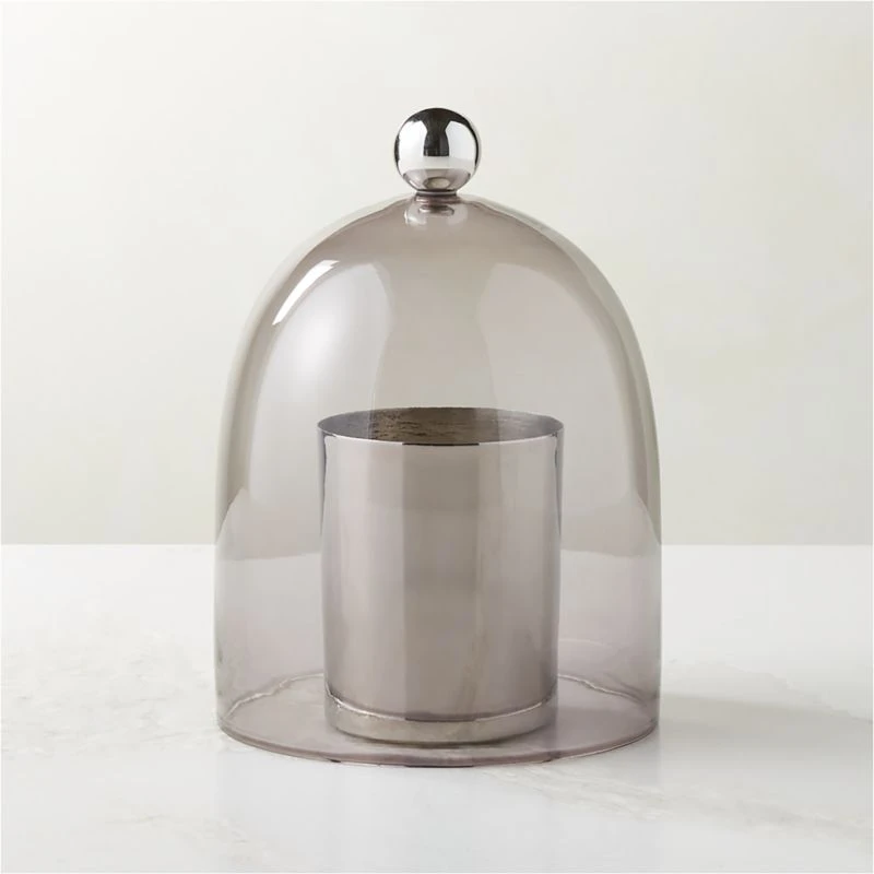 Smoked Glass Cloche With Stainless Steel Knob - Image 2