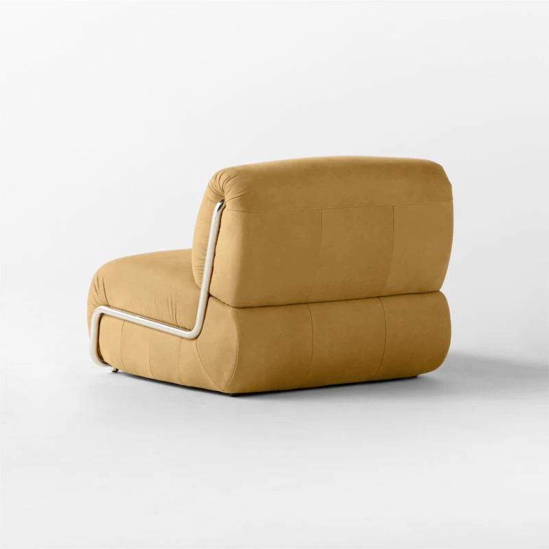 Hada Armless Beige Leather Lounge Chair - Image 5