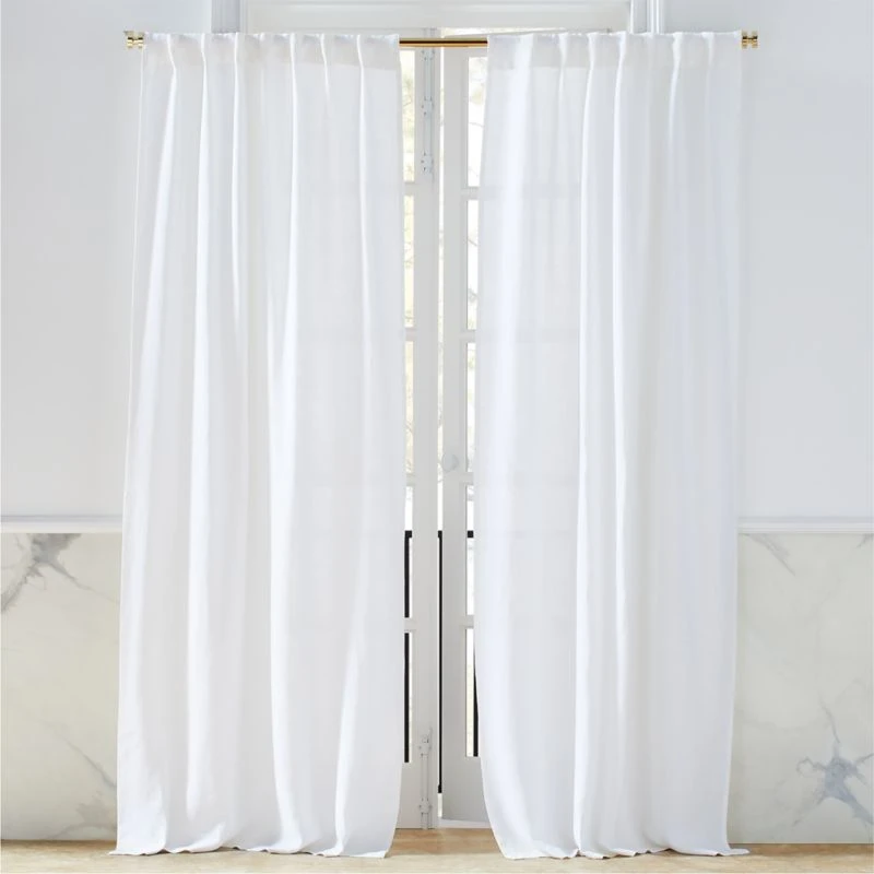 Heavyweight White Linen Curtain Panel