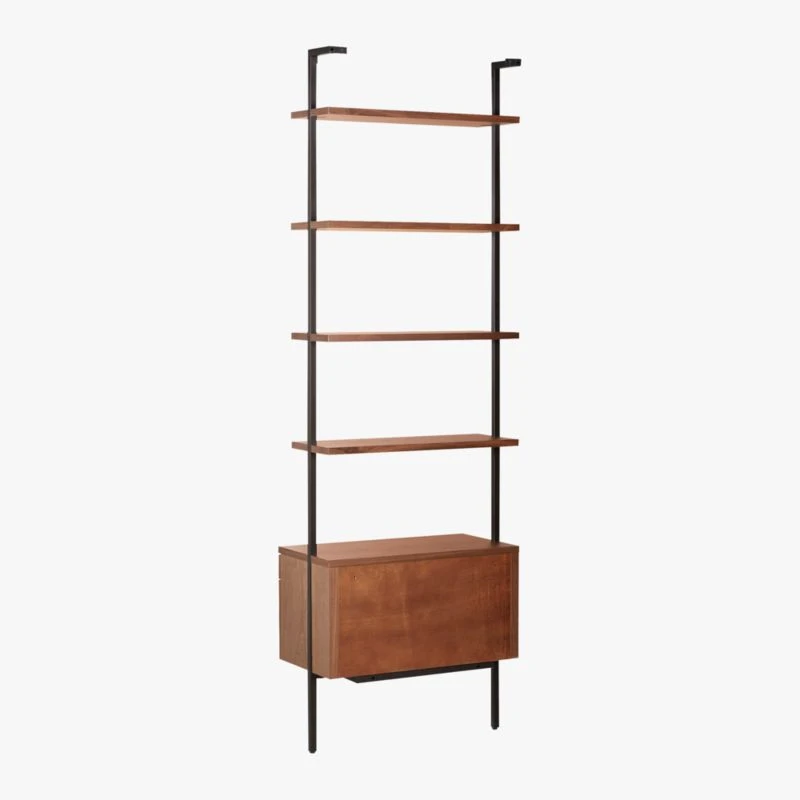 Helix 96" Walnut Bookcase With 2 Drawers - Image 8
