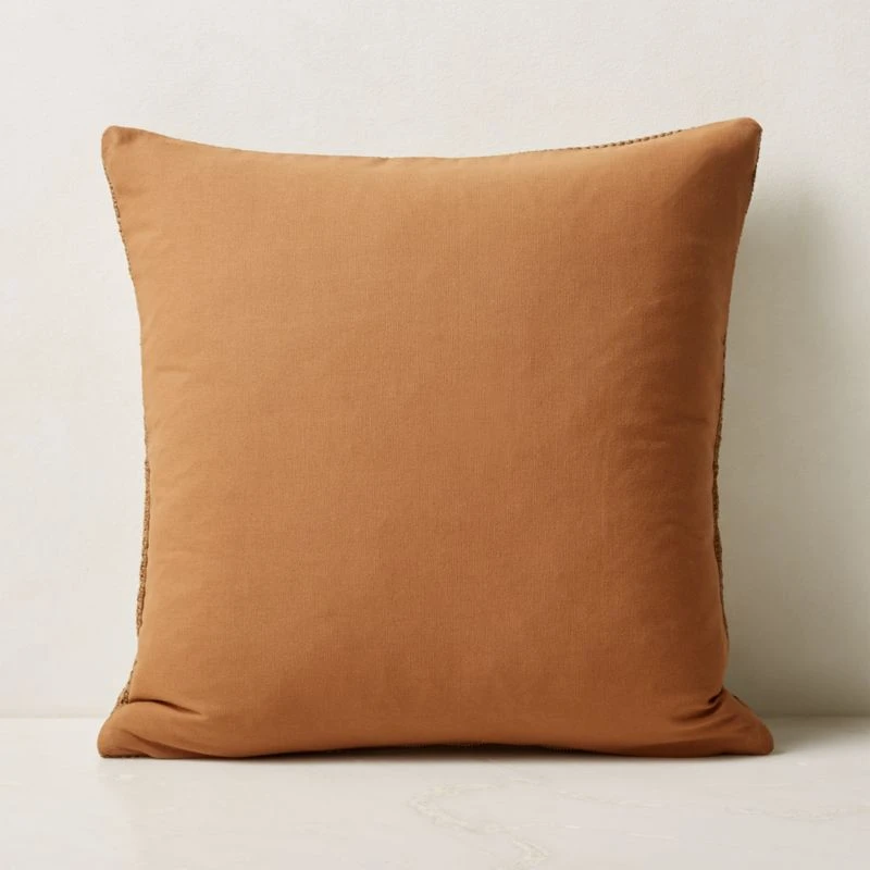 Hendrix Woven Light Brown Leather Throw Pillow With Down-Alternative Insert 20'' - Image 2
