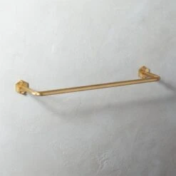 Hex Brushed Brass Towel Bar 18"