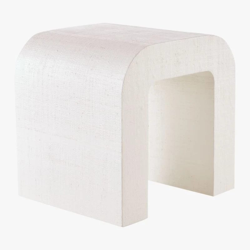 Horseshoe Ivory Lacquered Linen Side Table - Image 5