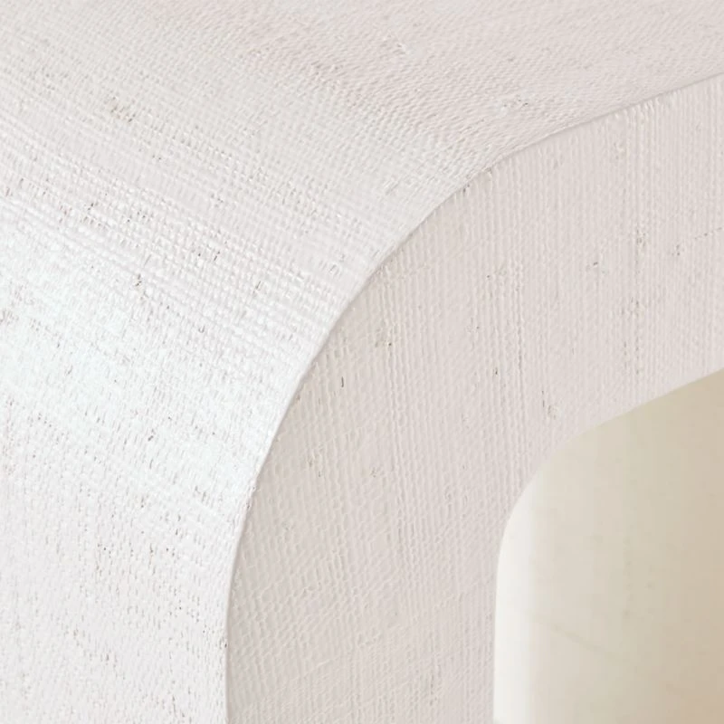 Horseshoe Ivory Lacquered Linen Side Table - Image 7