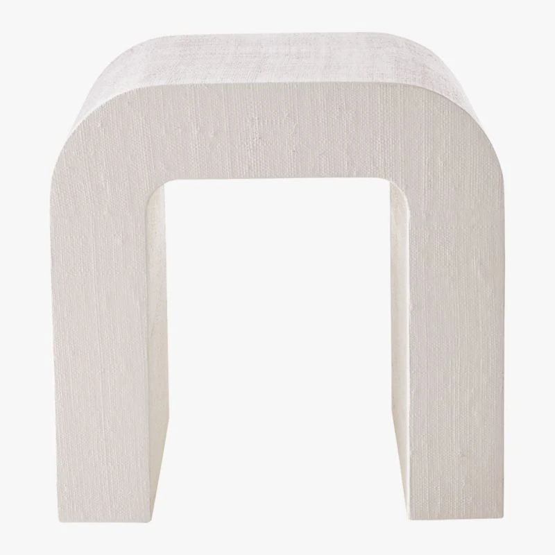 Horseshoe Ivory Lacquered Linen Side Table - Image 4