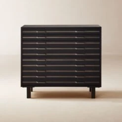 Inline Black Oak Wood 4-Drawer File Cabinet With Blackened Steel Handles