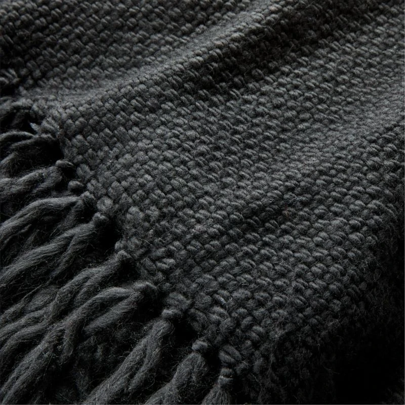 Intergrate Basket Weave Black Throw Blanket - Image 4