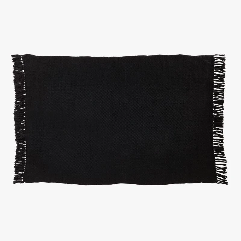 Intergrate Basket Weave Black Throw Blanket - Image 3