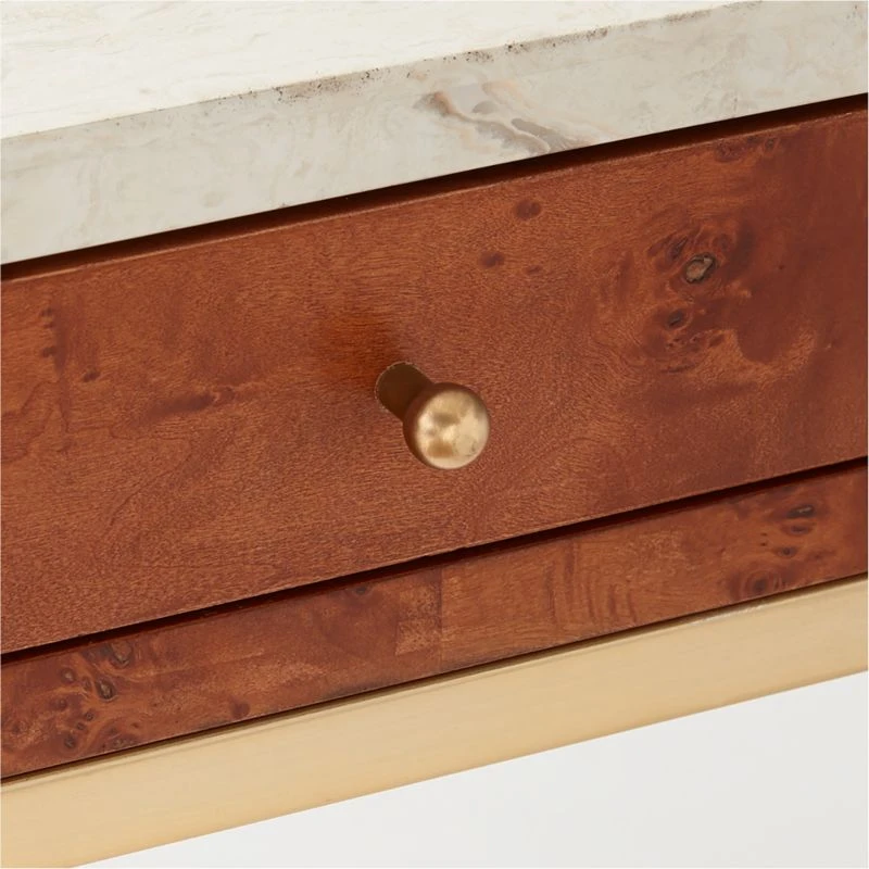 Irwin Burl Wood Desk With Travertine Top Model 8804 - Image 8