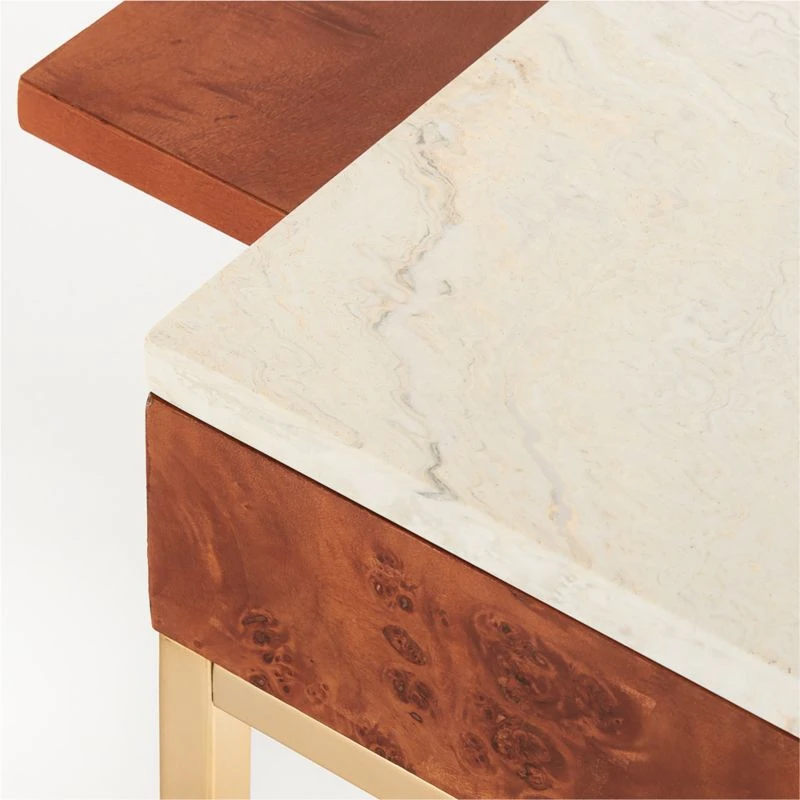 Irwin Burl Wood Desk With Travertine Top Model 8804 - Image 9